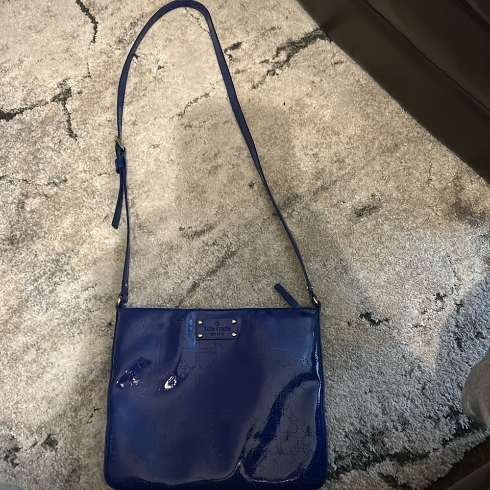 Kate Spade Blue Patent Leather Heart Crossbody